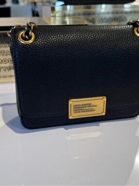 Marc Jacobs Black Pebbled Leather Chain Shoulder Bag